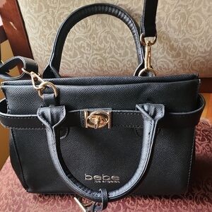 Bebe Black Satchel with Gold Accents Slightly Used